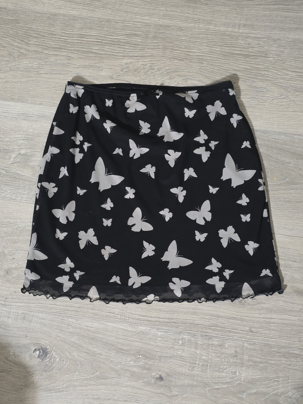 wild fable Black Mini Skirt with White Butterfly Print